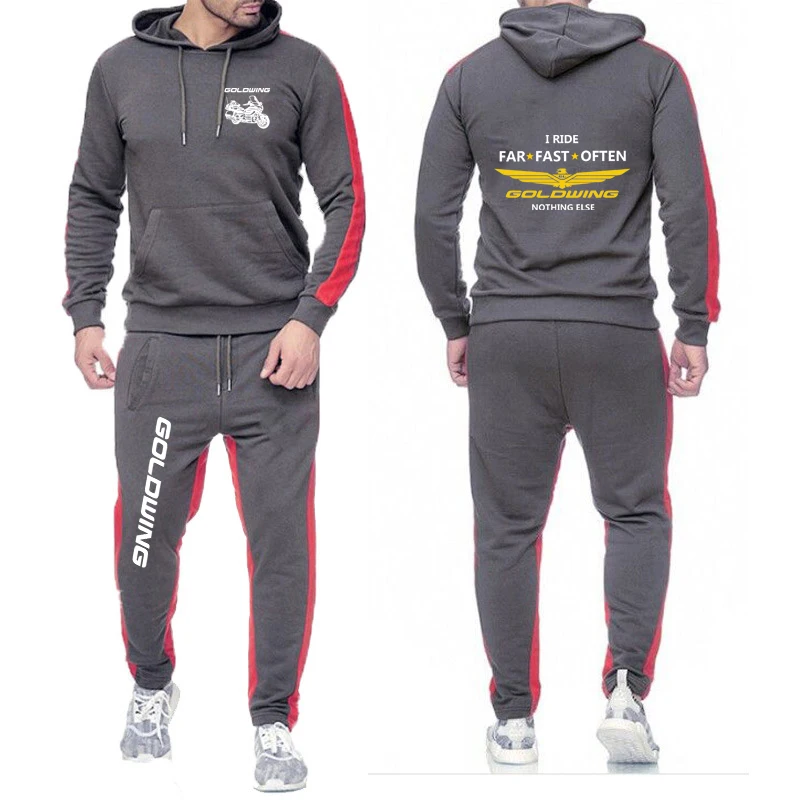 2024 Men Goldwing GL1800 Motocycles Tracksuit Hoodie Sweatshirt and Sweatpant 2-piece Set Running Spring Jogging Sportswear Suit 2