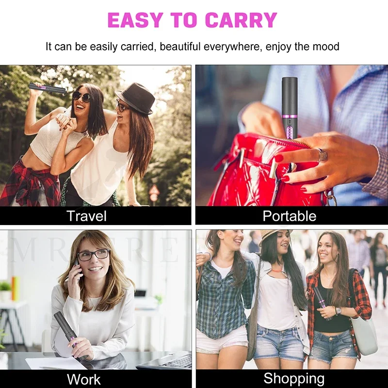 Wirless Rechargeable Portable Hair Staightener Hair Curler Negative Ions 4800mAh Ceramic Flat Iron 2 in 1 Cordless Styling