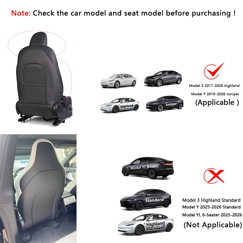 Tappetino protettivo per schienale seggiolino auto per Tesla Model 3 / Y Tappetino anti-calcio per sedile completo Tappetini protettivi antigraffio in pelle Accessori auto - Image 2