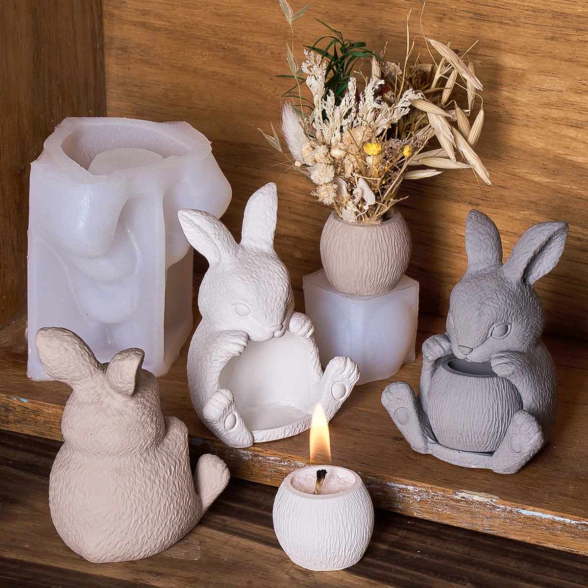 Stampo per candele in silicone a forma di uovo e coniglio a forma di cuore, portacandele in cera morbida, per candele fai da te fatte a mano, resina epossidica, forniture per fusione