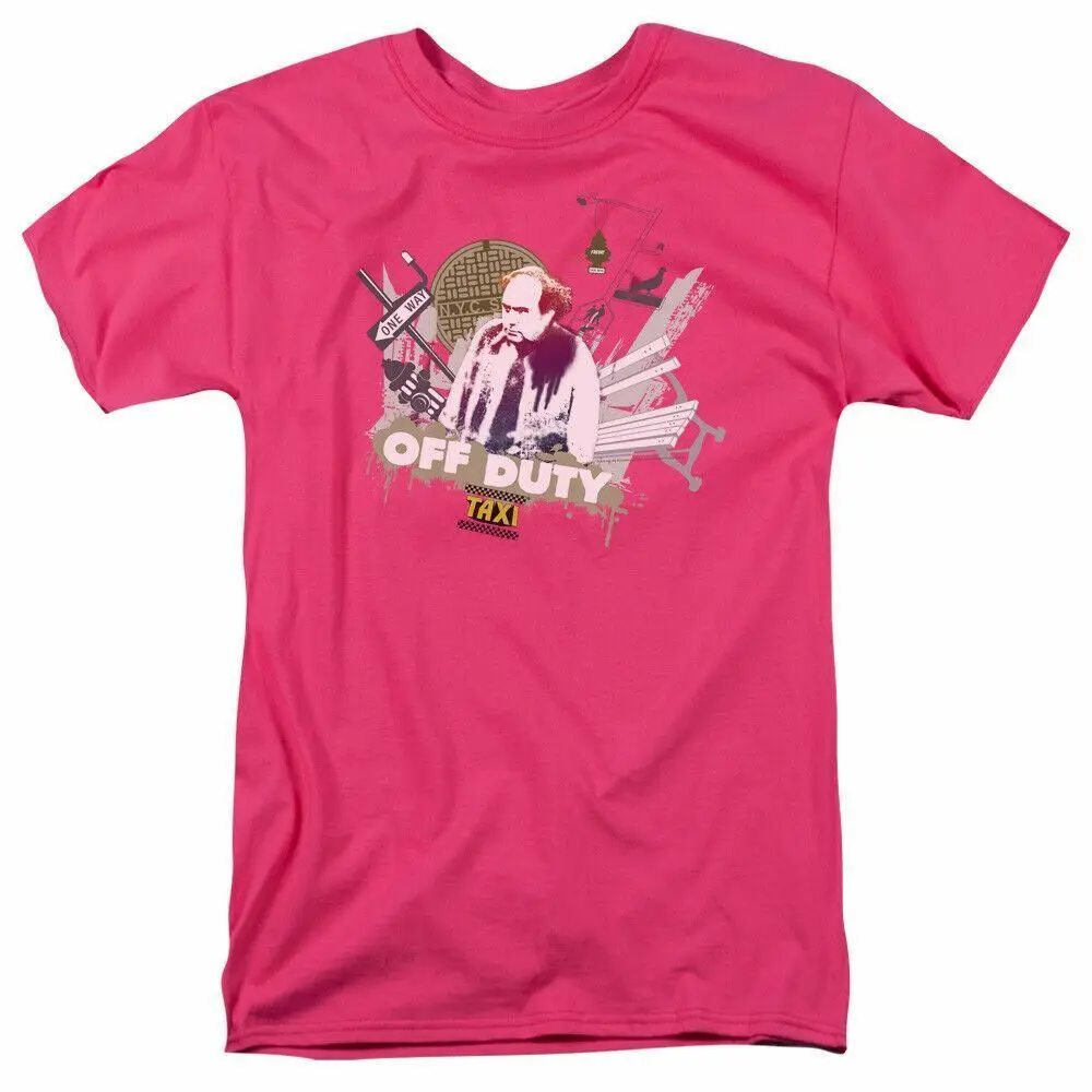Taxi Off Duty T Shirt Mens Con Licenza Classic Tv Show Louie De Palma Tee Hot Pink