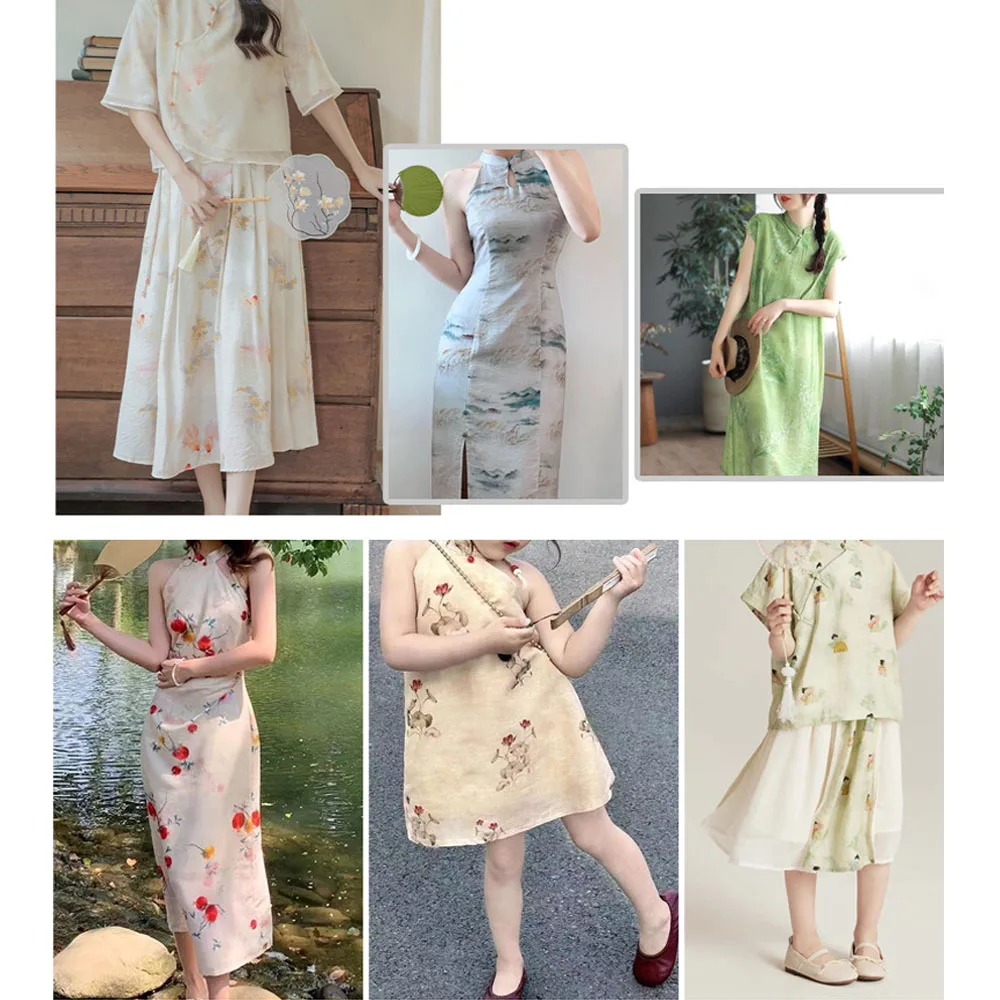 Vintage Flowers Patterned Digital Printing Linen Fabrics for Sewing Costume DIY Crafting Quilting Sofa Tablecloth Curtain Cloth