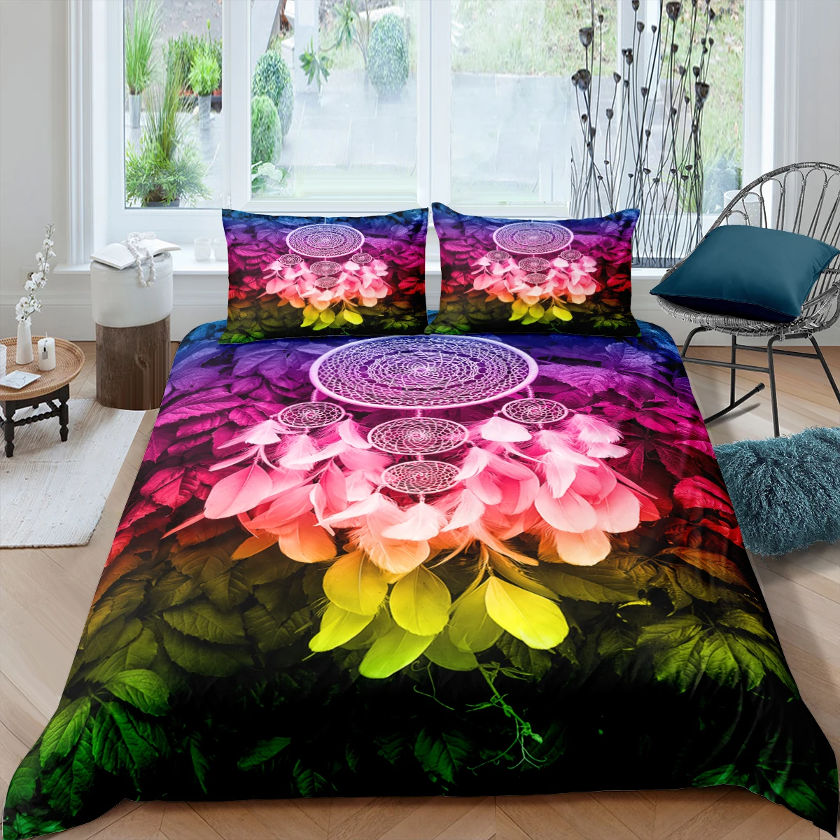 

Home Living Luxury 3D Dreamcatcher Bedding Set Leaves Duvet Cover Pillowcase Queen and King EU/US/AU/UK Size Comforter Bedding