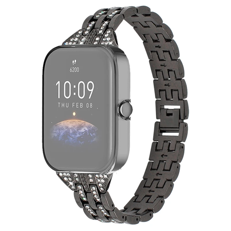 

Браслет металлический для Amazfit Bip 3 Pro, умный браслет со стразами и защитный чехол из нержавеющей стали для Amazfit Bip 3