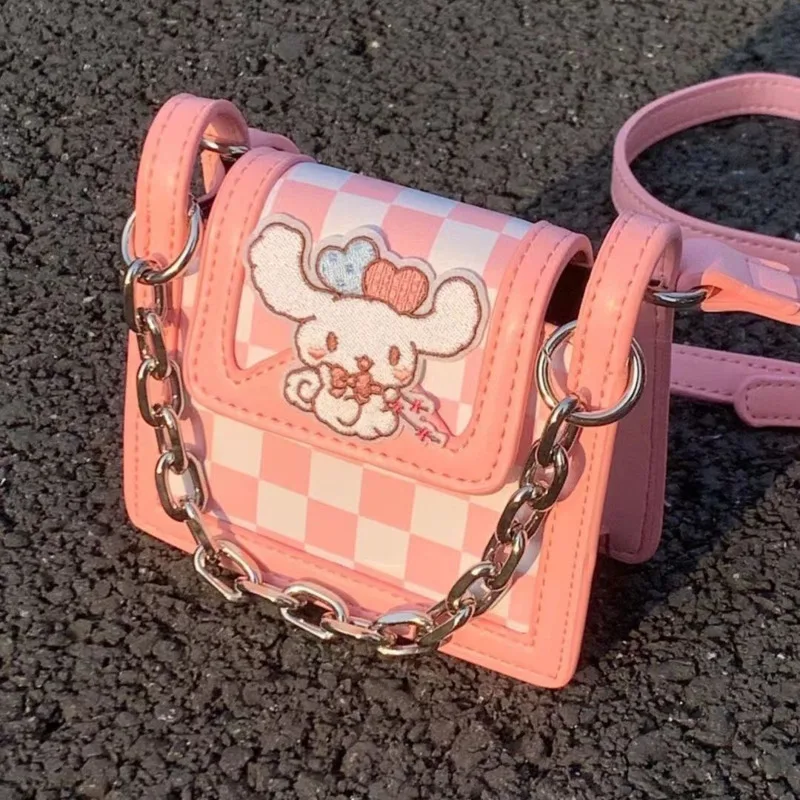 

Y2k Sanrio аниме Cinnamoroll сумка крокодиловая мини-цепочка Шахматная маленькая квадратная сумка 2023 Новая модная сумка через плечо