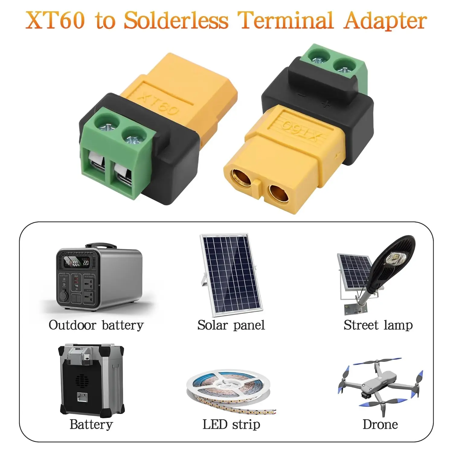 10/8/6/1PCS XT60 커넥터 나사식 터미널 어댑터 XT60 남성/여성-2PIN 솔라 패널 드론용 무납땜 전원 플러그