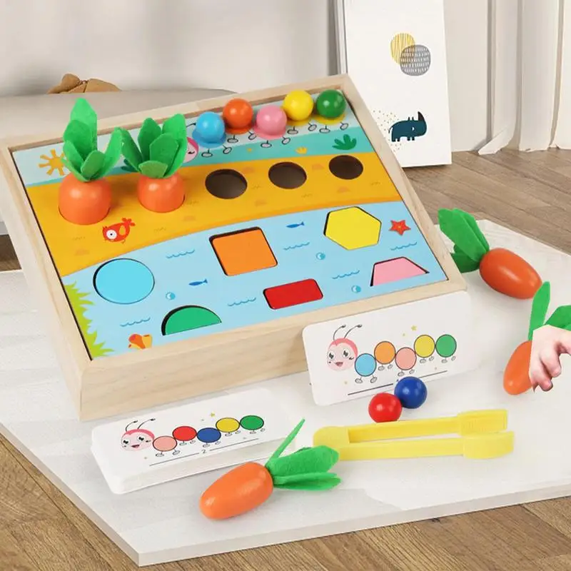 

Carrot Farm Toy Wood Carrot Farm Toys With Colorful Beads Wooden Sensory Toys Fine Motor Game Carrot Harvest Orchard Sorting Toy