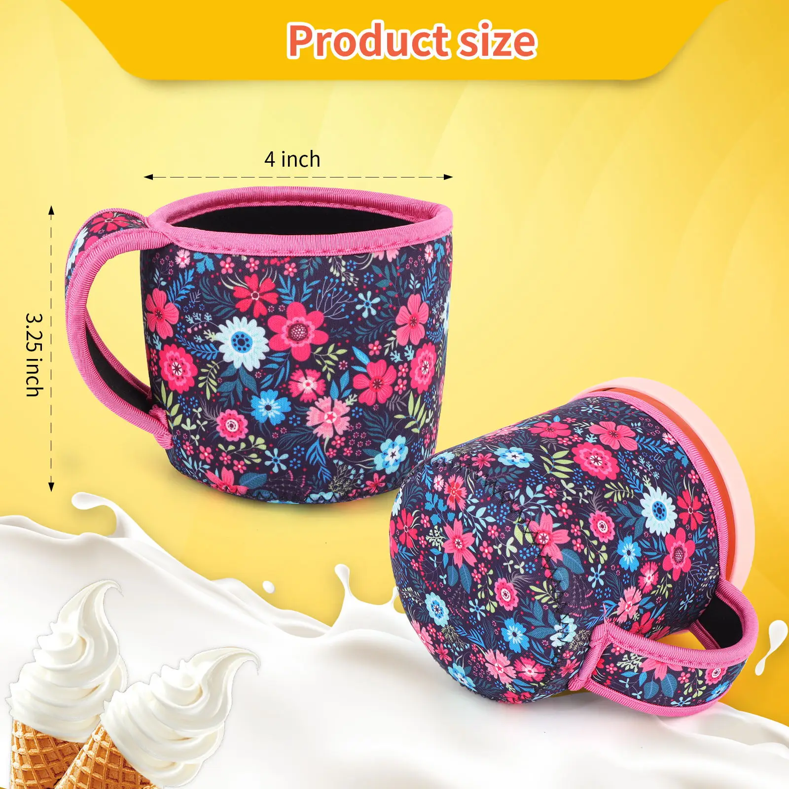 Reusable Neoprene Ice Cream Sleeve with Handle - Insulated