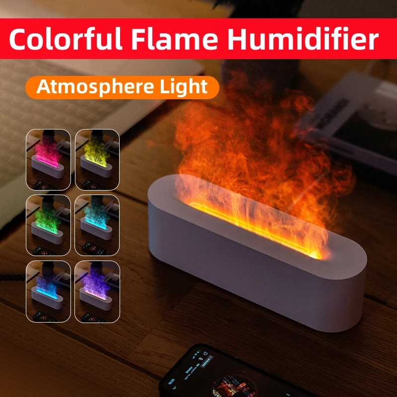 2023 New Flame Aroma Diffuser Air Humidifier Ultrasonic Cool Mist Maker Fogger Led Essential Oil Lamp Realistic Fire Difusor