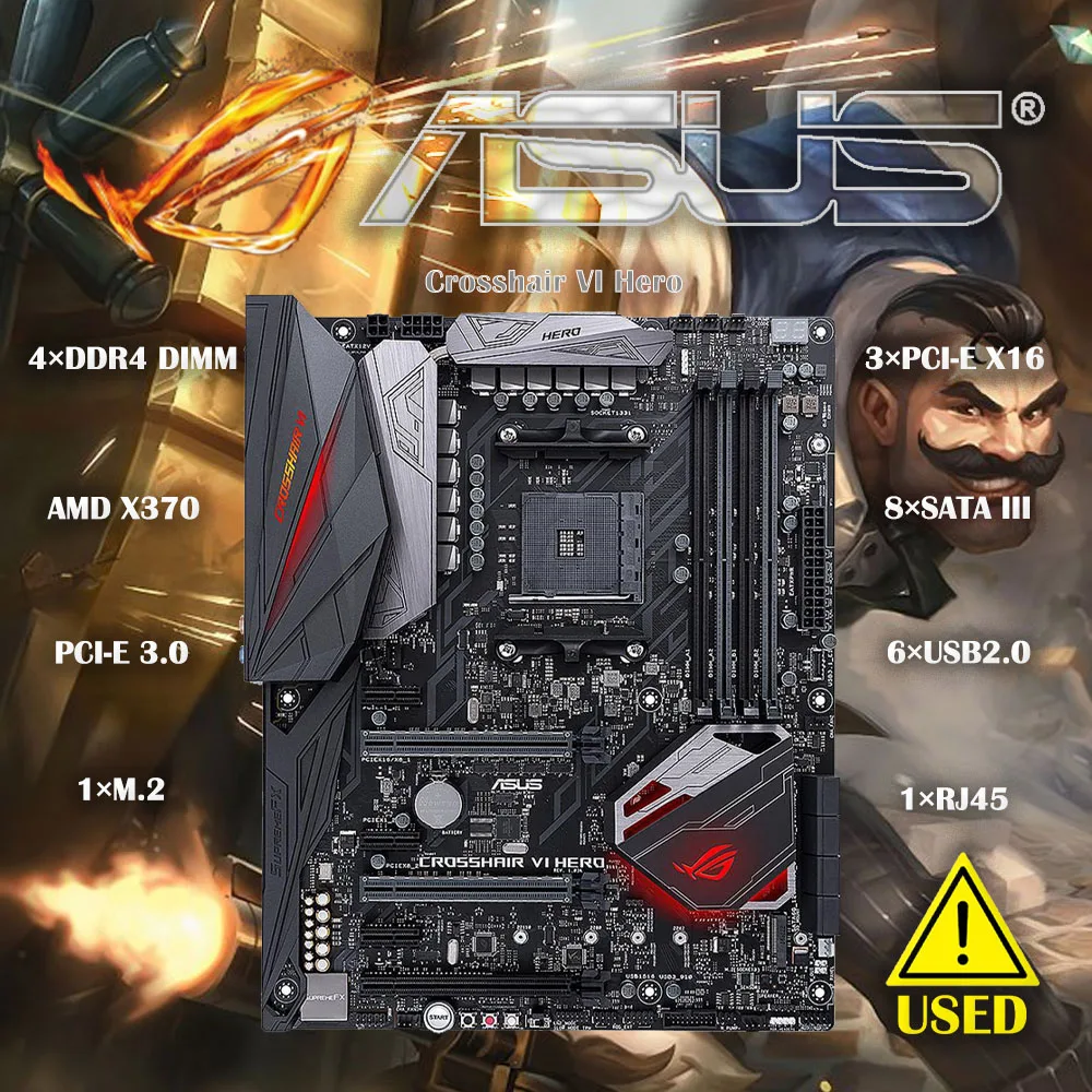 게임용마더보드 ASUS AM4 TUF 게이밍 X570-Plus (Wi-Fi) AM4, Zen 3 Ryzen 5000 및 3 세대 Ryzen ATX 마더보드, PCIe 4.0, 듀얼 M.2의 제목을 한국어로 작성하면 다음과 같습니다: ASUS AM4 TUF 게이밍 X570-Plus (Wi-Fi) AM4, 젠 3 라이젠 5000 및 3 세대 라이젠 ATX 마더보드, PCIe 4.0, 듀얼 M.2 11 중고 ASUS ROG Crosshair VI Hero AM4 AMD X370 SATA 6 Gb/s USB 3.1 ATX AMD 마더보드