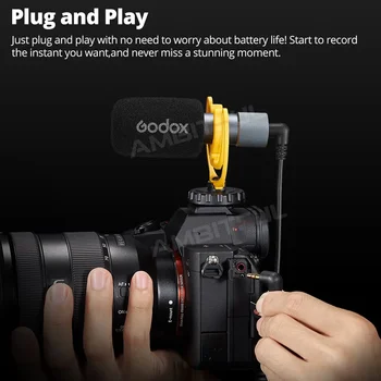 OEING Godox VS-Mic Compact Shotgun Microphone 3.5mm MIC for iPhone Android Smartphone DSLR Camera For Video Recording Microphone - Image 5