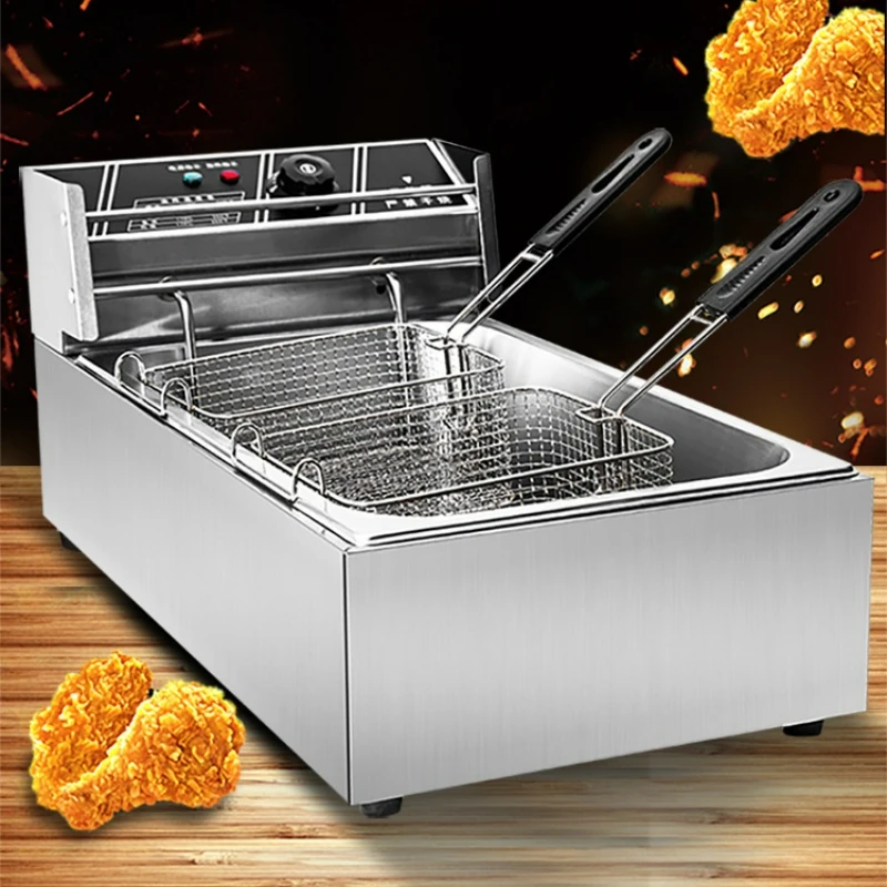 Deepfrier Electric Deep Fryer Stainless Steel Commercial Electric Fryer Household Chips Frying Pan Adjusting Temperature Timing