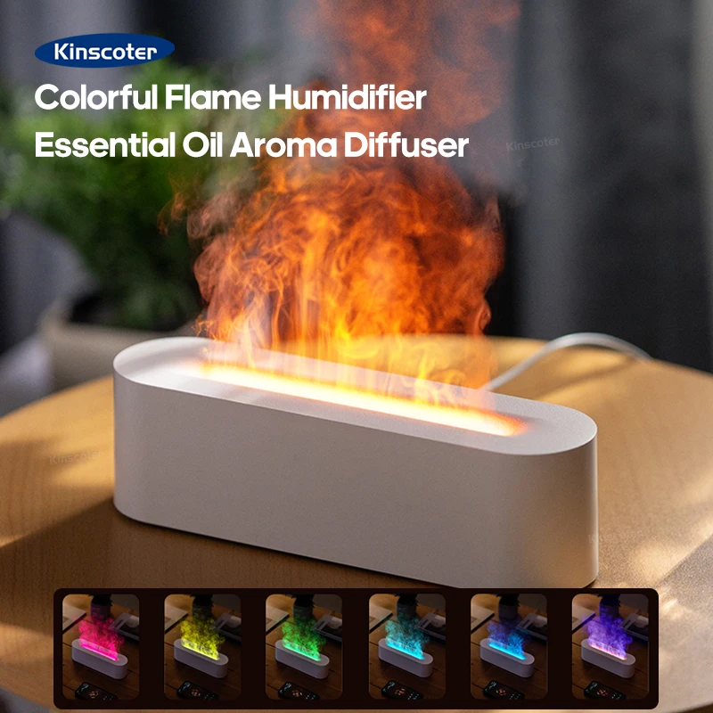KINSCOTER Realistic Colorful Flame Aromatherapy Diffuser Aroma Essential Oil 150ml USB Air Humidifie Purifier Air Freshener 1