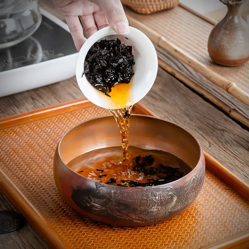 

Red Copper Silver Gilded Tea Wash Large Japanese Zen Cup Washing Tea Bowl Writing-Brush Washer Handmade Kung Fu Tea Utensils