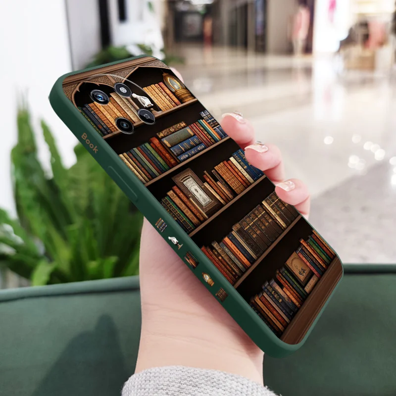Vintage Bookshelf Design Liquid Silicone Phone Case