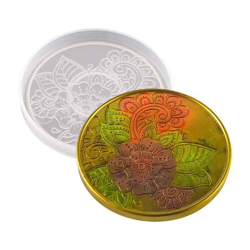 Round Coaster Silicone Mold Epoxy Resin Crystal Mold DIY Coffee Wine Glass Flower Coaster Plaster Concrete Home Decor Crafts silicone mold