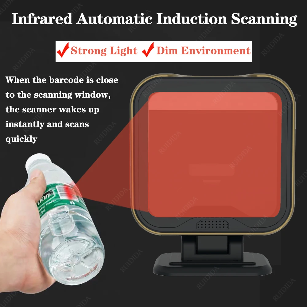 scanner printer 1D 2D Supermarket Hands-Free Barcode Bar Code Scanner QR Code PDF417 USB Platform Big Desktop Reader Wired Store Shop Scanning computer scanner