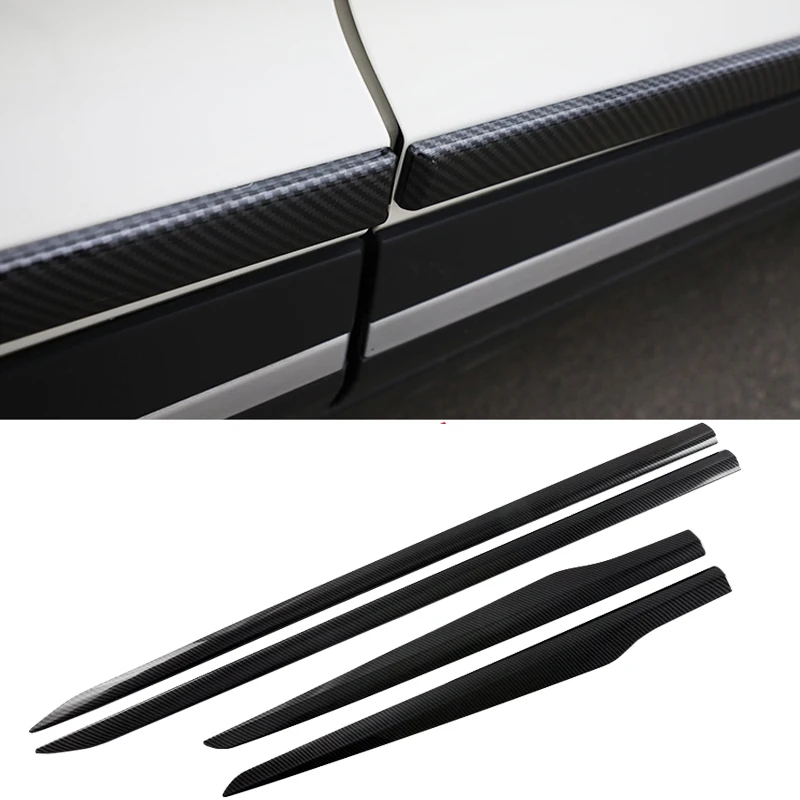 

ABS Carbon Fiber Car Side Skirt Stickers Side Body Door Trim Strips For Kia Sportage NQ5 2022 2023 Hybrid X GT Line Accessories