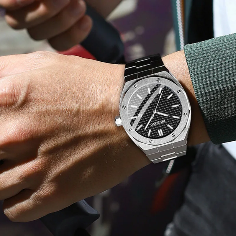 BINBONG Fashion Casual Men Watches Big Dial Silver Stainless Steel