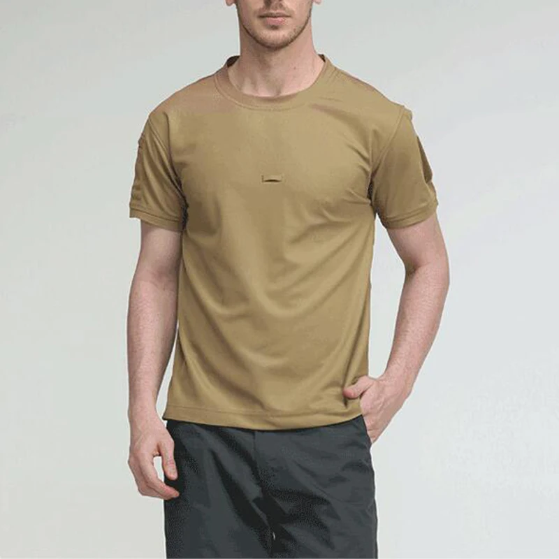 Tactical T-Shirts Men Sports Outdoor Military Tee Quick Dry Short Sleeve Shirt Hiking Army Soldier Mens Breathable Clothing