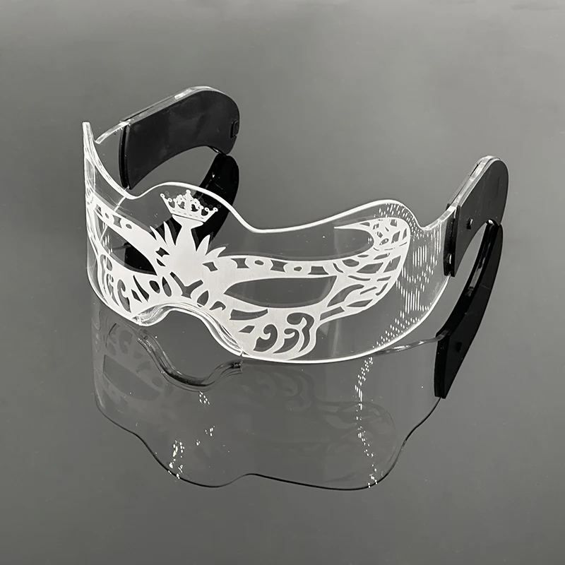 LED-Technologie-Brille, cooles Konzert, DJ-Zubehör, bunte leuchtende futuristische transparente Brille, bunte Roboter-Stern-LED-Brille – Detail 16