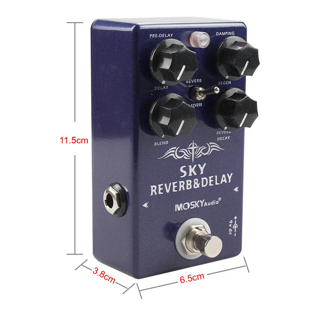 MOSKY SKY REVERB DELAY Reverb Guitar Effect Pedal Effects Processors Digital Delay Guitar Effect Pedal True Bypass 3 In 1