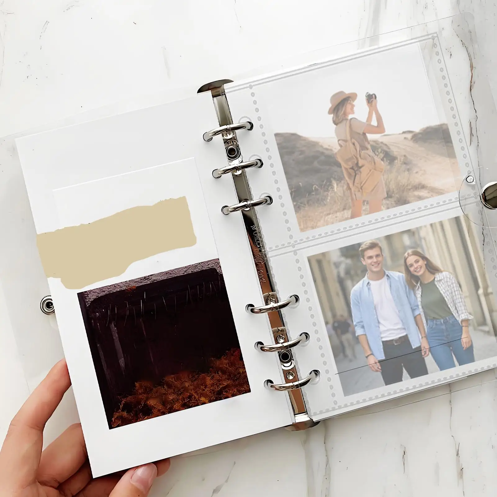 Binder Pocket Sleeves 10 Pieces 6-Ring Planner Refill Pages for Card Refillable Protectors for Pictures Postcards Journal