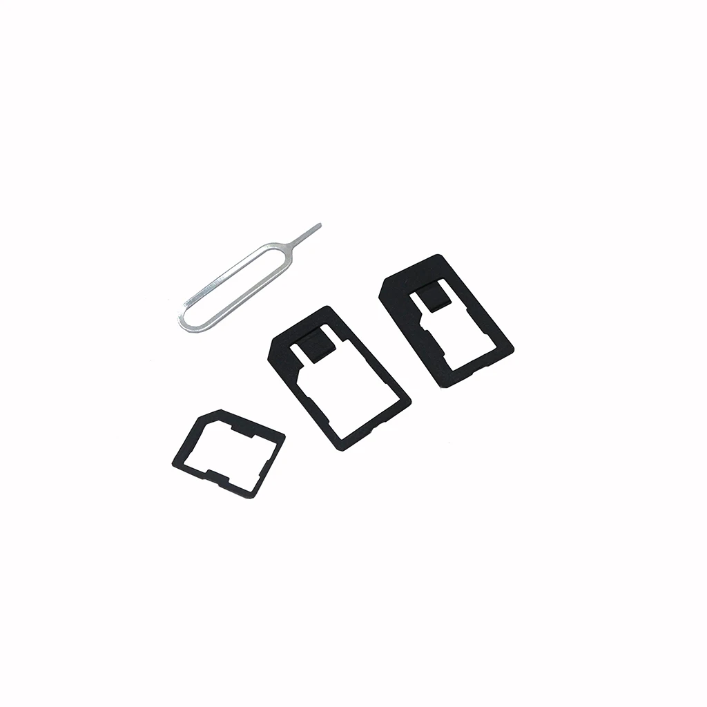 4 In 1 Black Nano Sim Card To Micro Standard Adapter Converter Sets Sim Card Tool For Phone Accessories Take The Card Thimble