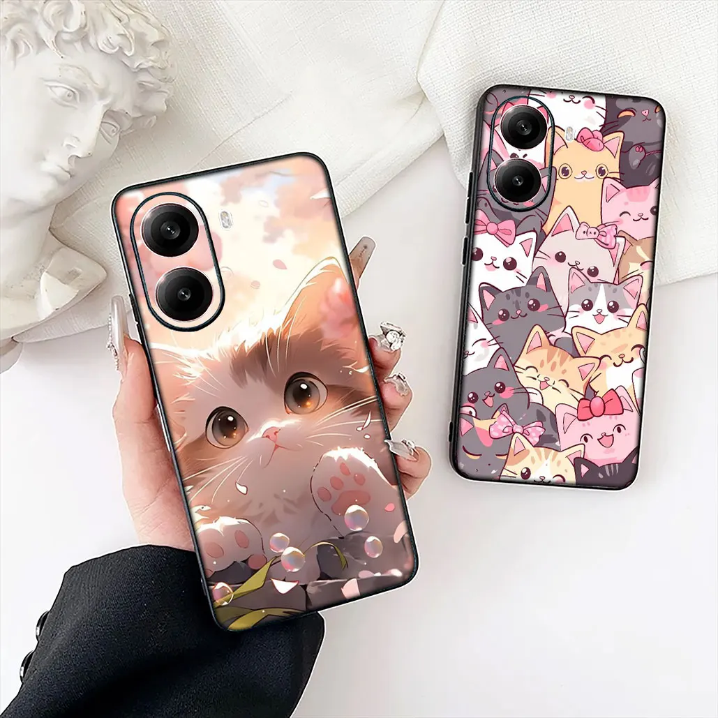 Anime Black Meow Kitten Cat Soft Phone Case