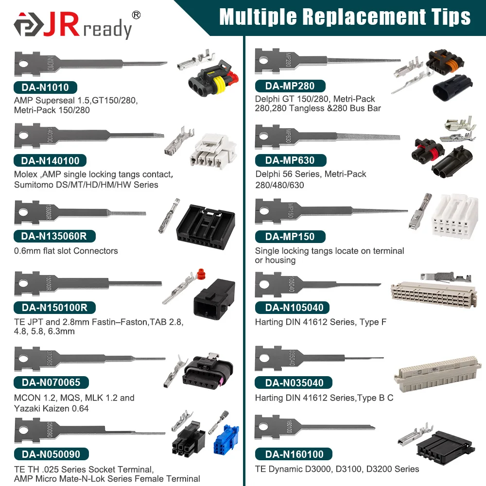JRready Replacement Tip Kit for Extraction Tool &Terminal Release Tool for Deutsch,AMP/TE,Molex,Delphi,JST,Harting Connectors