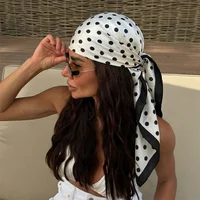 Nouvelle marque de luxe 2026 – Foulard carré en soie à pois pour femme, hijab, bandeaux pour cheveux, écharpe de 90 cm, châle en satin, ruban, bandeau pour la tête 3