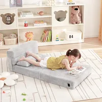 Folding Sofa Bed Floor Mattress for Kids with Pillow, Toddler Washable Folding Floor Nap Mat for Sleeping Daycare 1