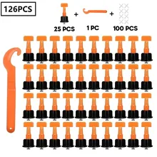 

126pcs Reusable Tile Leveling System Wall Floor Tile Leveler Spacers With Wrench Kittile Leveling System For Tile