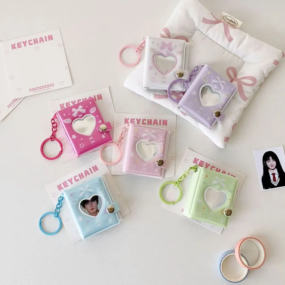 Butterfly Love Heart Mini Photo Album Keychain with Snap Closure