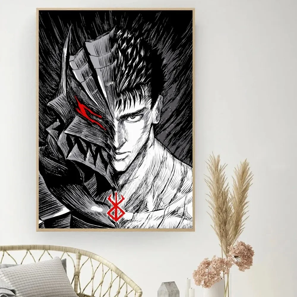 Anime Stickers Anime Poster Vintage Posters Poster Prints Diy Poster Sticker Berserk Japanese Anime Poster DIY Vintage Movie Poster Wall Art Painting Study Stickers Small Szie Wall Painting