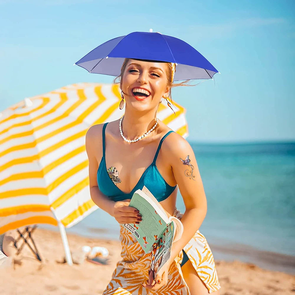 Windproof UV-resistant Fishing Umbrella Hat Folding Sun Rain Cap