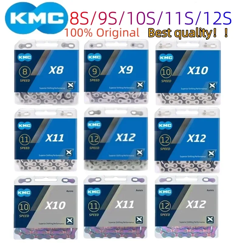 KMC X8 X9 X10 X11 X12 Road/MTB Bicycle Chain 8v 9v 10v 11v 12v 118L 126L with Quick-Link for SHIMANO SRAM