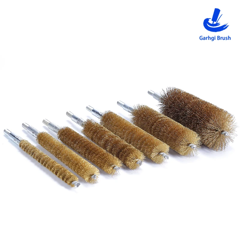 

Copper Wire Brushes in Twisted Wire Brush for Cleaning, Deburring, Rust Removing, Surface Finishing on Innerhole, Crosshole