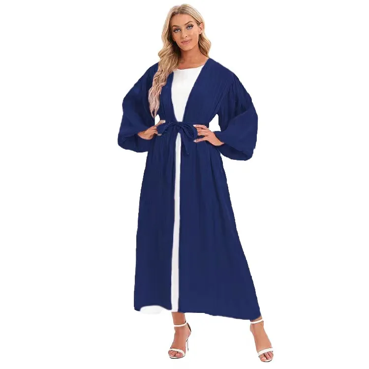 2024 Eid Abaya Dubai Puff Sleeves Muslim Dress Silky Turkey Kaftans for WomenRobe Kimono Islam Abayas Femme Musulmane African