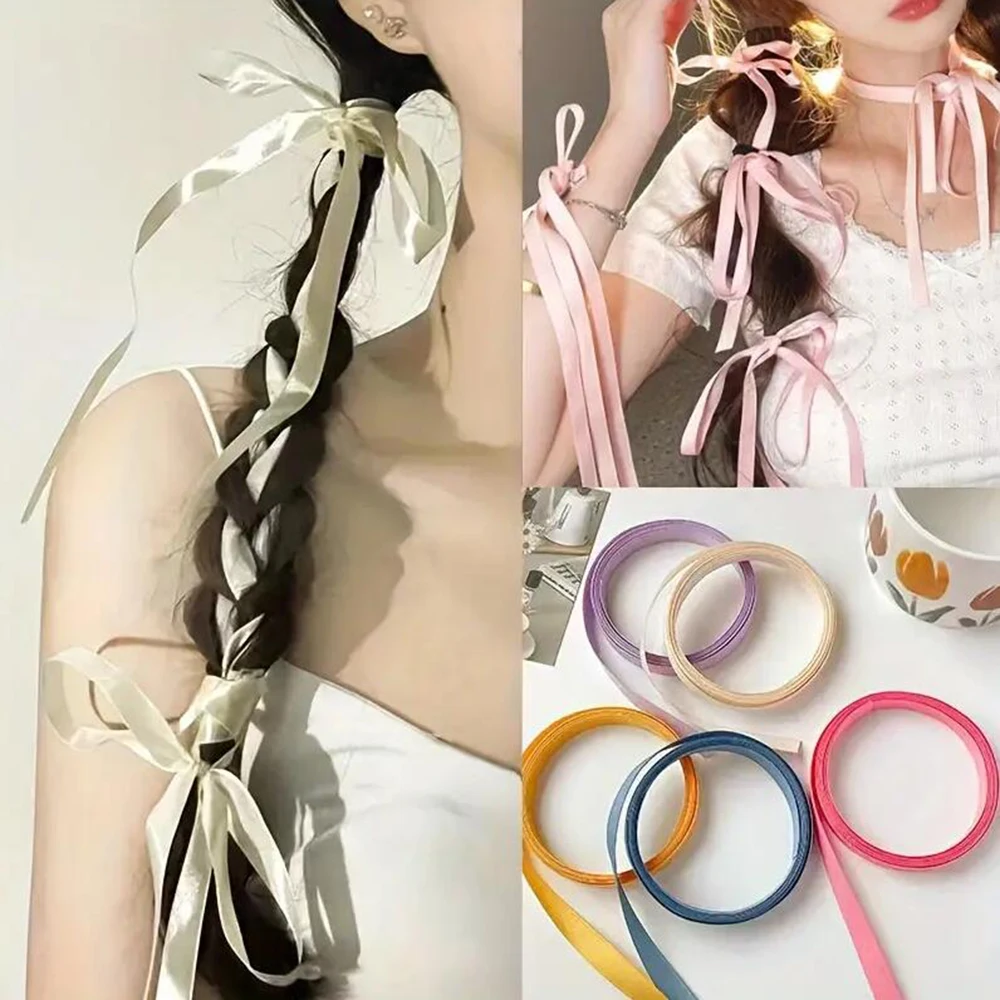 2 pcs/set Hair Band Long Ballet Style Braided Hair Ribbons Black Bow Headbands Girls Sweet Braided Hair Band Hair Accessories