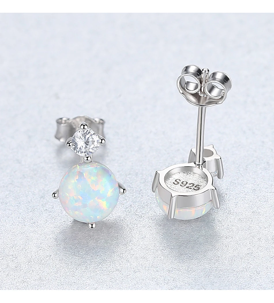 Orecchini a bottone con opale di fuoco argento blu bianco per ragazze, orecchini da sposa, zirconi cubici fini, per Natale, per un amico_voghion.com