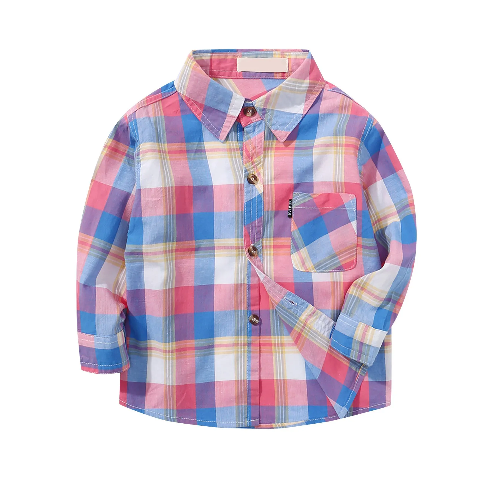 키즈 셔츠 남자아이 옷 봄 체크 셔츠 남아 여아 블라우스  체크무늬 면 상의 2 3 4 17세 청소년 긴팔 셔츠