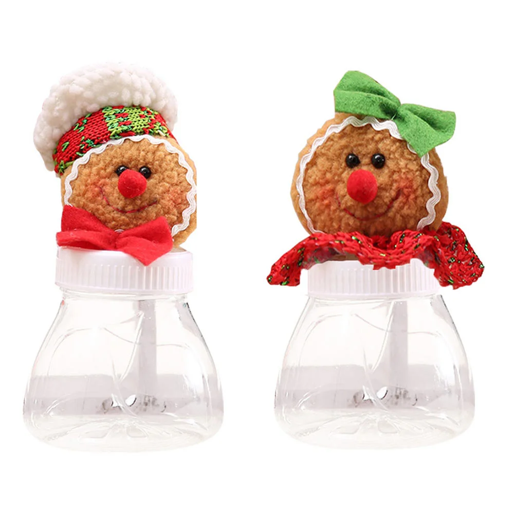 

2 Pcs Gingerbread Man Candy Box Jars jar Cookie Storage Containers Christmas Table Centerpieces with Cover