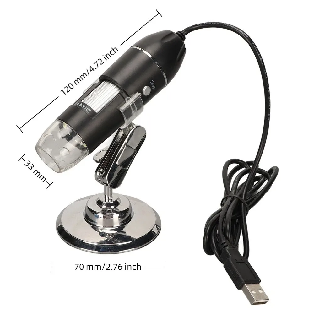 다목적 50X-1600X 배율 디지털 현미경, 8 LED USB 현미경, 포켓 현미경, 컴퓨터 현미경