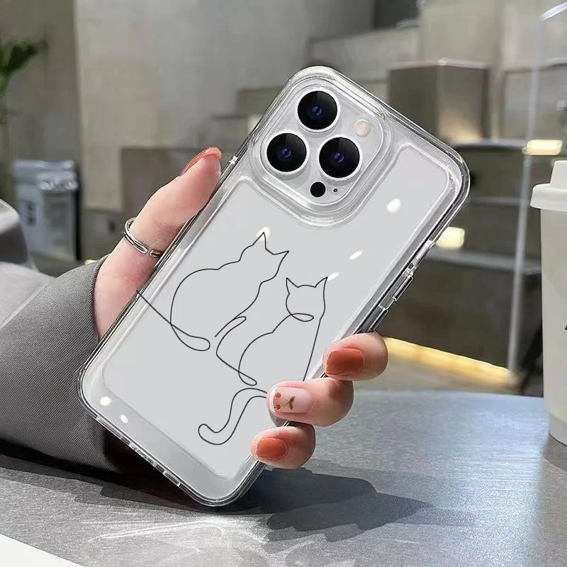 Adorable Cat Design Shockproof Transparent Phone Case