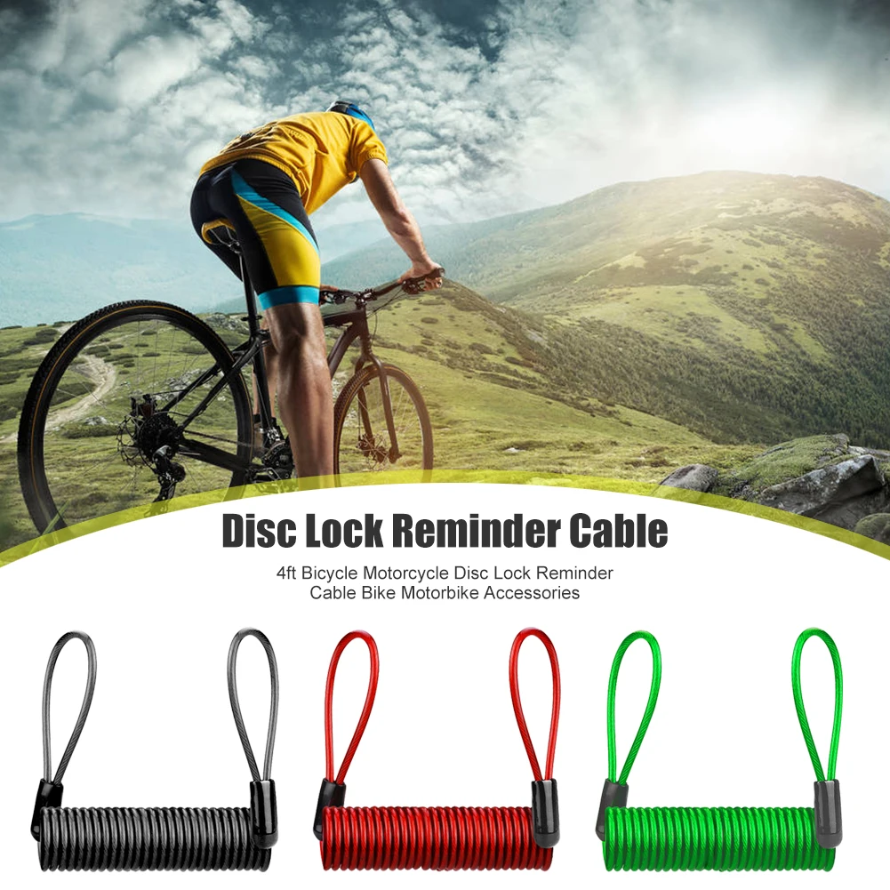 120cm Security Anti Thief Motorbike Motorcycle Wheel Disc Brake Alarm Lock Bag and Reminder Spring Cable