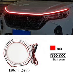 Flexible LED Car Engine Hood Decorative Light Bar - Waterproof Daytime Running Light Strip (1.5m Red)