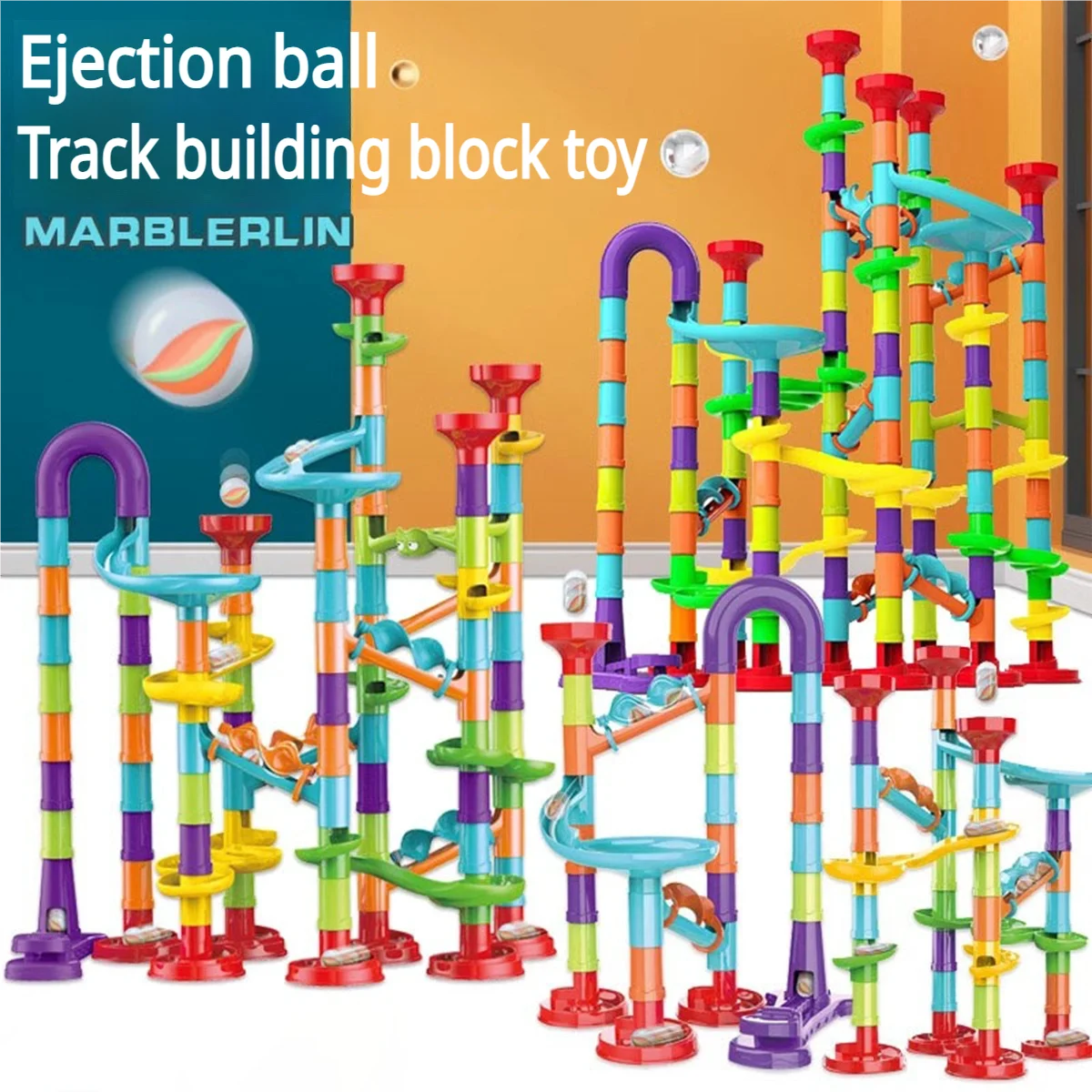 45/76/93/113 PCS Building Blocks Set Educational Construction Toy with Spiral Slide & Tracks, Creative Learning Games for Kids