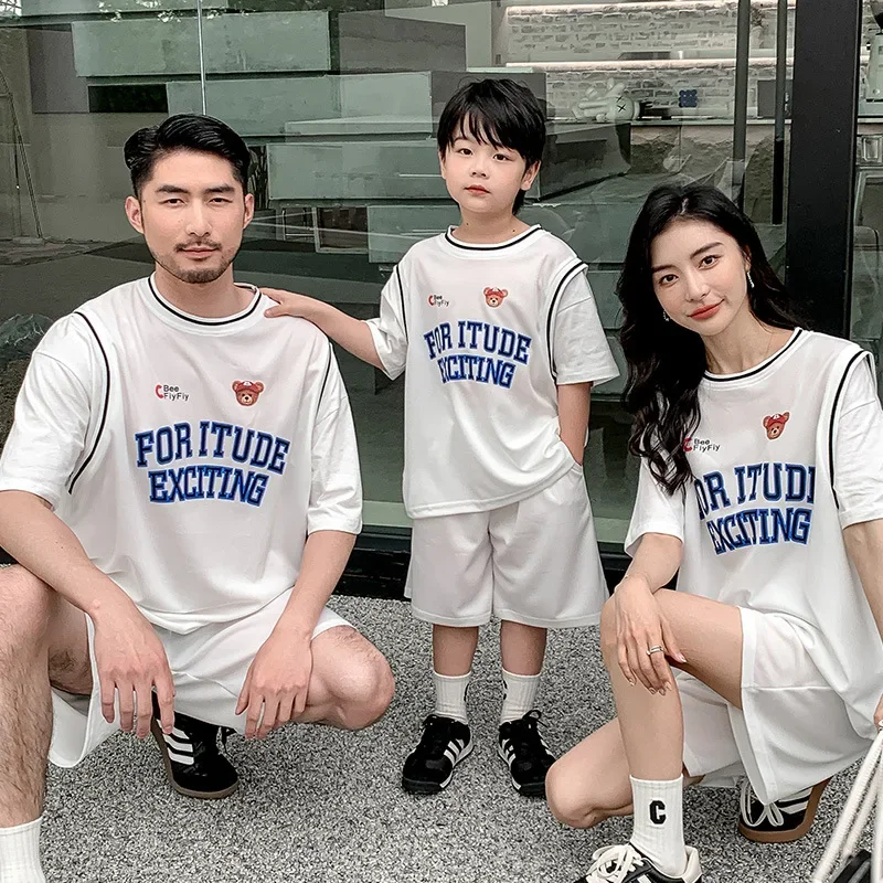 

Семейный комплект, одежда для мамы, папы, сына, дочки, одинаковые наряды, летняя одежда для мамы и ребенка, симпатичный детский баскетбольный костюм