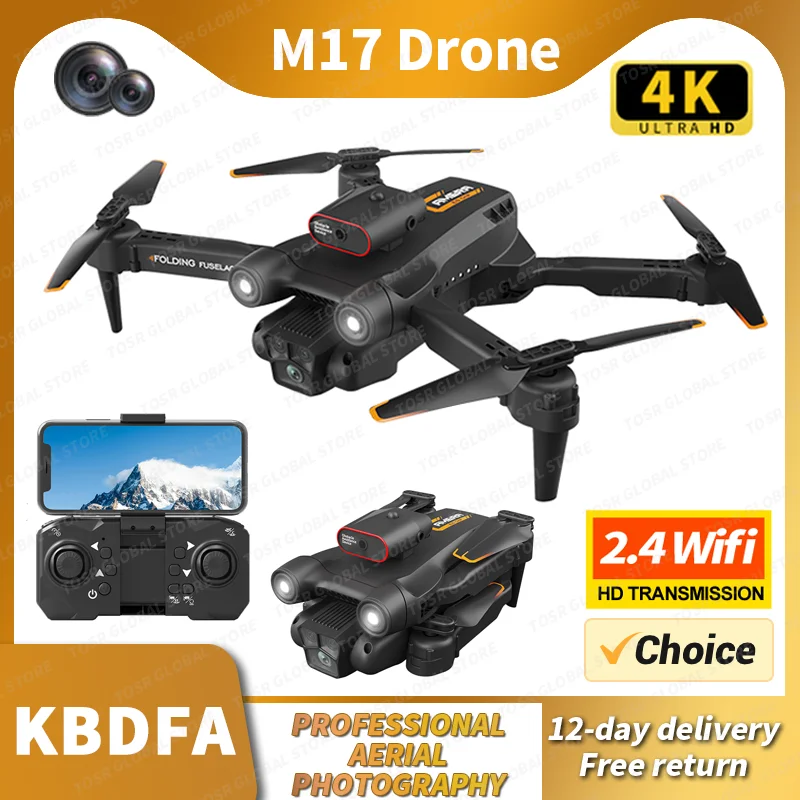 KBDFA M17 RC 드론, 전문 듀얼 HD 카메라, 항공 사진, FPV 헬리콥터, 장애물 회피, 접이식 RC 쿼드콥터 장난감